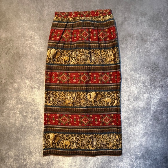 Sharon Young Dresses & Skirts - Vintage Sharon Young Sportswear Safari Animal Print Maxi Skirt Rayon Linen Sz 12
